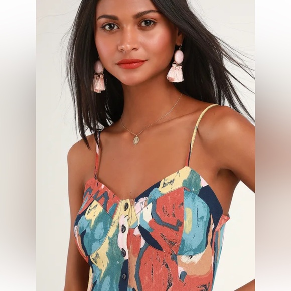 Rolla’s Eve Painted Tulip Midi Multicolor Sleeveless Dress Size Medium - Picture 4 of 11